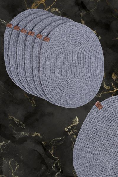 Vos Versa Amerikan Servis 6!lı Supla Lux Sunum Tabak Altlığ - Oval Gri  VVHM0043