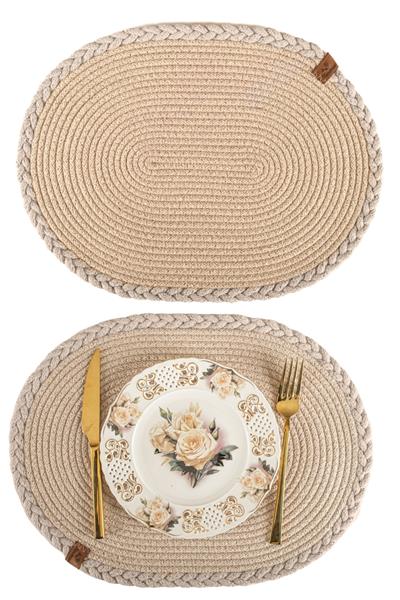 Vos Versa Amerikan Servis 6lı Supla Lux Sunum Tabak Altlığ - Oval Bej VVHM0038