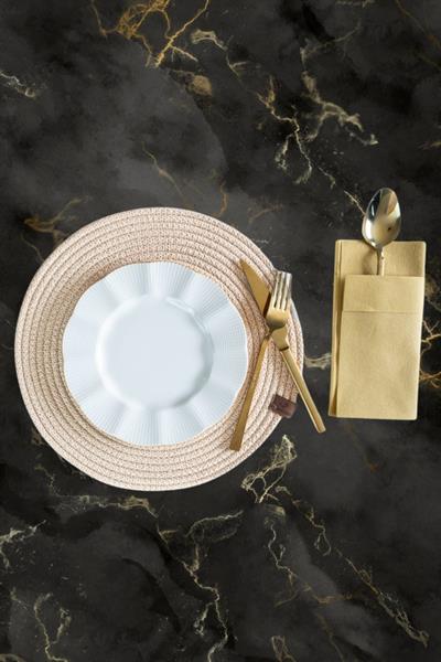 Vos Versa Amerikan Servis  6lı Supla Lux Sunum Tabak Altlığ - Yuvarlak Bej VVHM0040