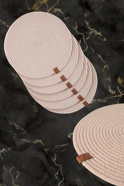 Vos Versa Amerikan Servis  6lı Supla Lux Sunum Tabak Altlığ - Yuvarlak Bej VVHM0040