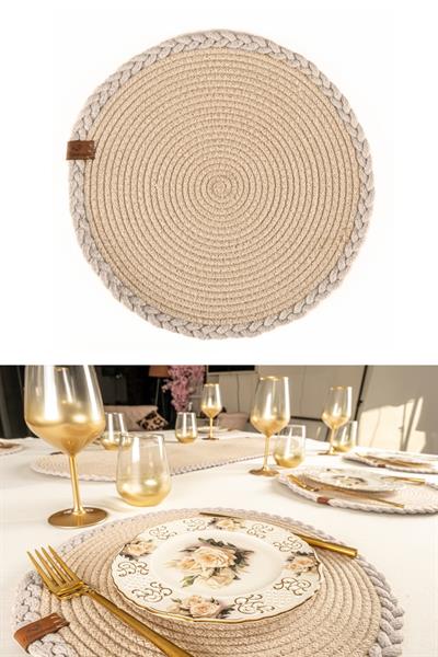 Vos Versa Amerikan Servis  6lı Supla Lux Sunum Tabak Altlığ - Yuvarlak Bej VVHM0040