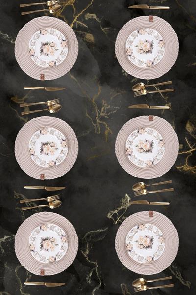 Vos Versa Amerikan Servis  6lı Supla Lux Sunum Tabak Altlığ - Yuvarlak Bej VVHM0040