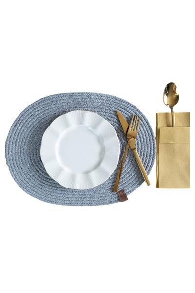 Vos Versa Amerikan Servis 6!lı Supla Lux Sunum Tabak Altlığ - Oval Gri  VVHM0043