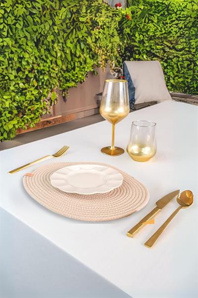 Vos Versa Amerikan Servis Tekli Supla Lux Sunum Tabak Altlığ - Oval Bej VVHM0037