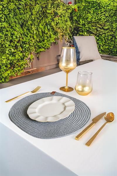 Vos Versa Amerikan Servis Tekli Supla Lux Sunum Tabak Altlığ - Oval Gri VVHM0042