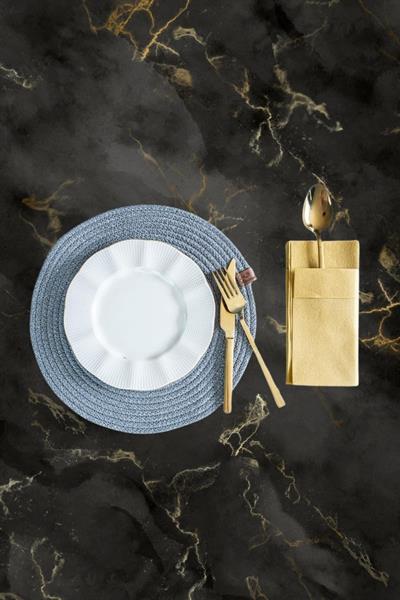 Vos Versa Amerikan Servis Tekli  Supla Lux Sunum Tabak Altlığ - Yuvarlak Gri  VVHM0044