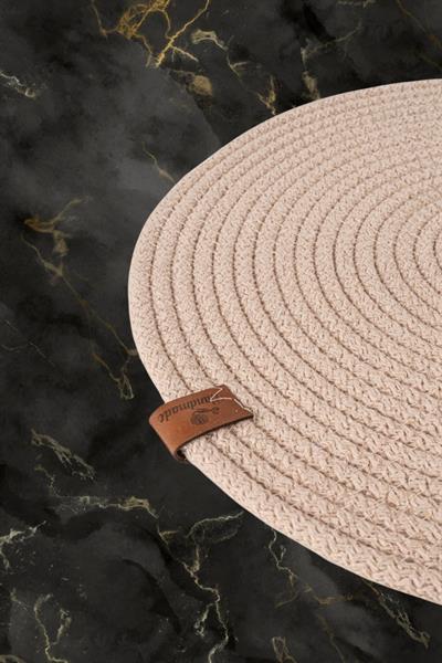 Vos Versa Amerikan Servis Tekli Supla Lux Sunum Tabak Altlığ - Yuvarlak Bej VVHM0039