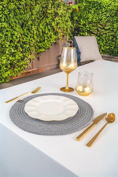 Vos Versa Amerikan Servis Tekli  Supla Lux Sunum Tabak Altlığ - Yuvarlak Gri  VVHM0044