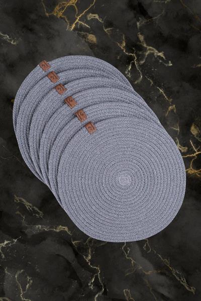 Vos Versa Amerikan Servis Tekli  Supla Lux Sunum Tabak Altlığ - Yuvarlak Gri  VVHM0044