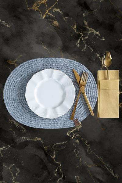 Vos Versa Amerikan Servis Tekli Supla Lux Sunum Tabak Altlığ - Oval Gri VVHM0042