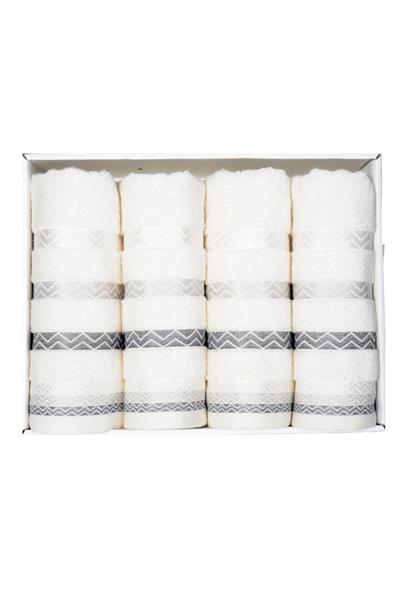 Vos Versa Bursa Varak Serisi 50x90cm %100 Pamuk 4lü Yüz Havlusu Beyaz VVHM0026