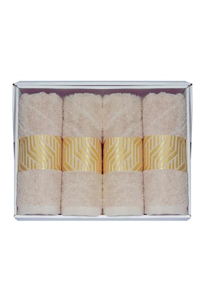 Vos Versa Bursa Varak Serisi 50x90cm %100 Pamuk 4lü Yüz Havlusu Vizon VVHM0021
