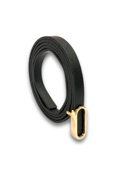 Vos Versa Oval Gold Tokalı Siyah İnce Kadın Kemeri VOSDK0219101