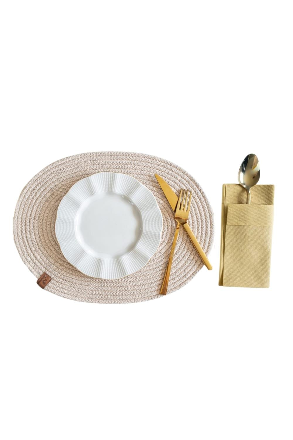 Vos Versa Amerikan Servis Supla Lux Sunum Tabak Altlığ - Oval Bej VVHM0037