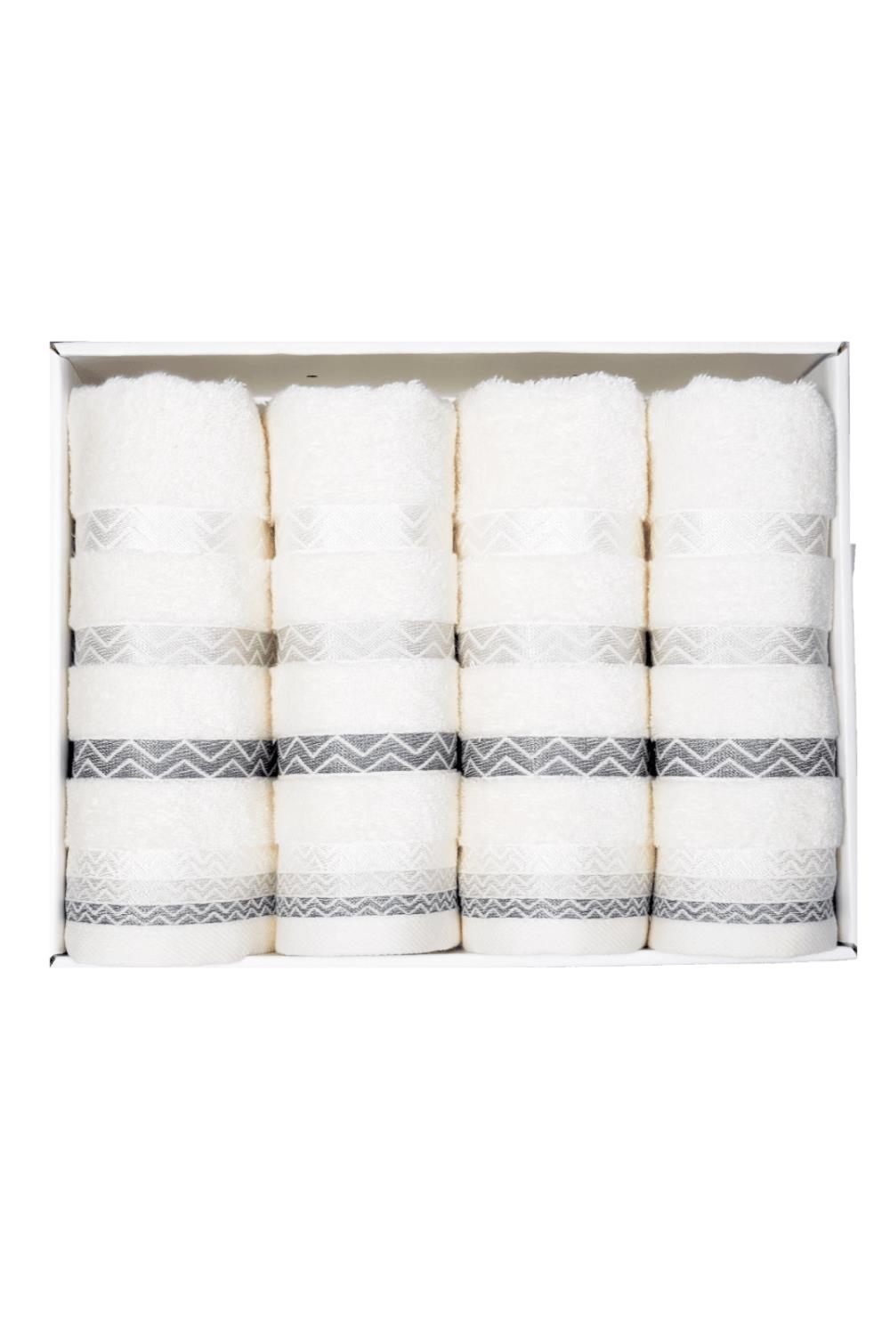 Vos Versa Bursa Varak Serisi 50x90cm %100 Pamuk 4lü Yüz Havlusu Beyaz VVHM0026