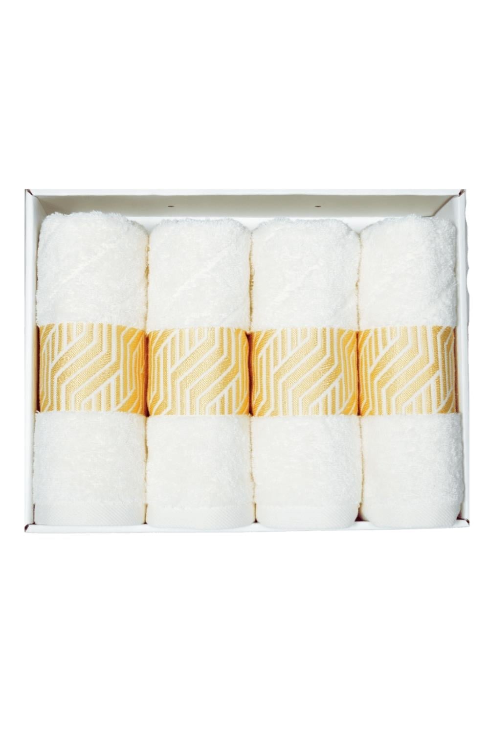 Vos Versa Bursa Varak Serisi 50x90cm %100 Pamuk 4lü Yüz Havlusu Beyaz VVHM0020