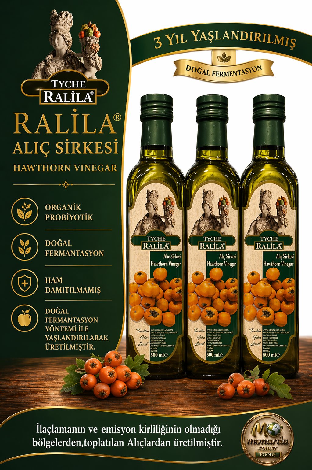 3 Adet Alıç Sirkesi 500 Ml Ralila