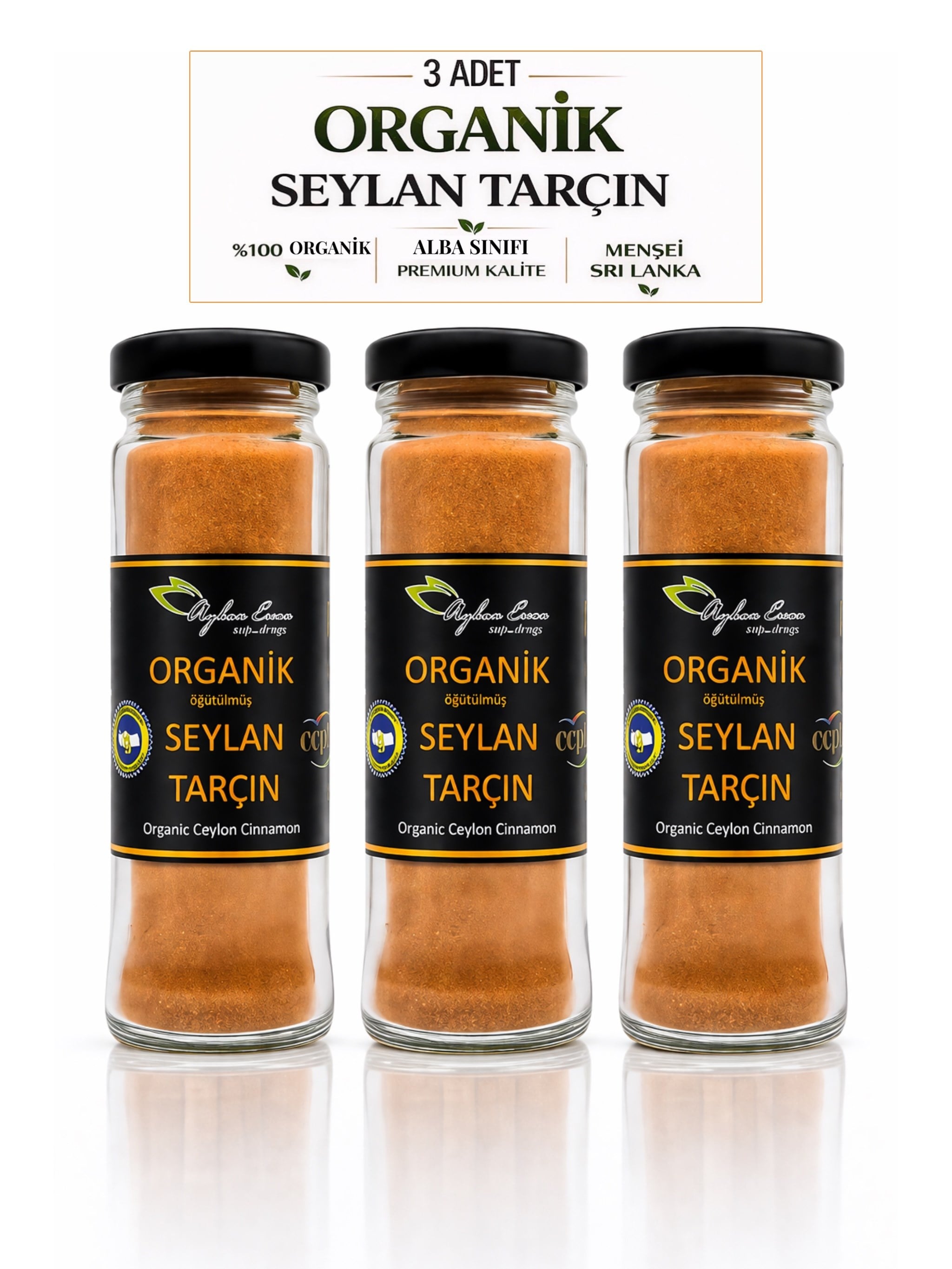 3 Adet Organik Seylan Toz Tarçın 40gr Ayhan Ercan (Seylon)