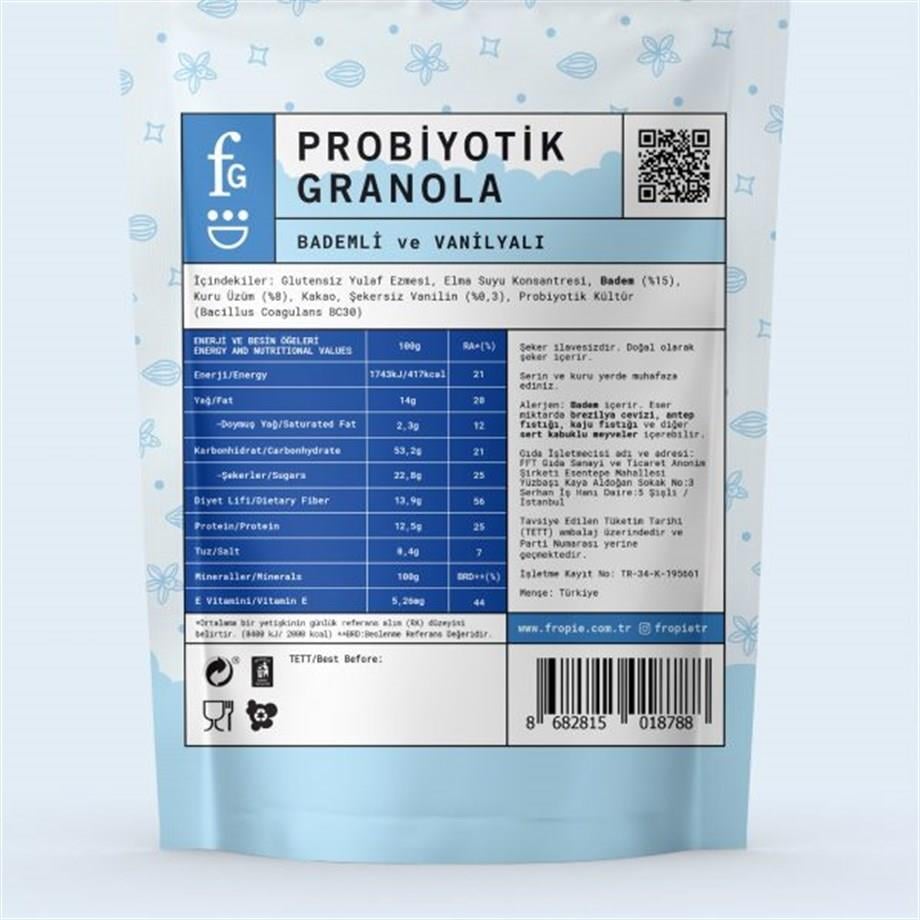 Badem & Vanilya Probiyotik Granola 200 gr Fropie