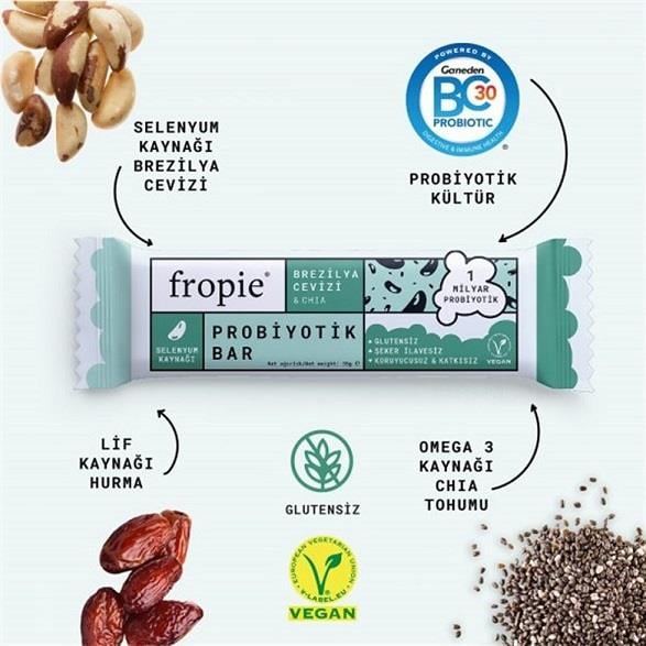 Brezilya Cevizi & Chia Probiyotik Bar 35 gr Fropie