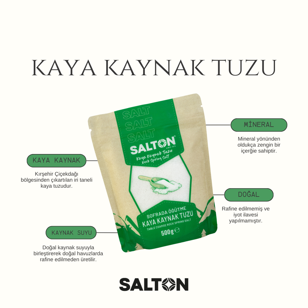 Doğal Kaya KAYNAK Tuzu Doypack 500gr Salton