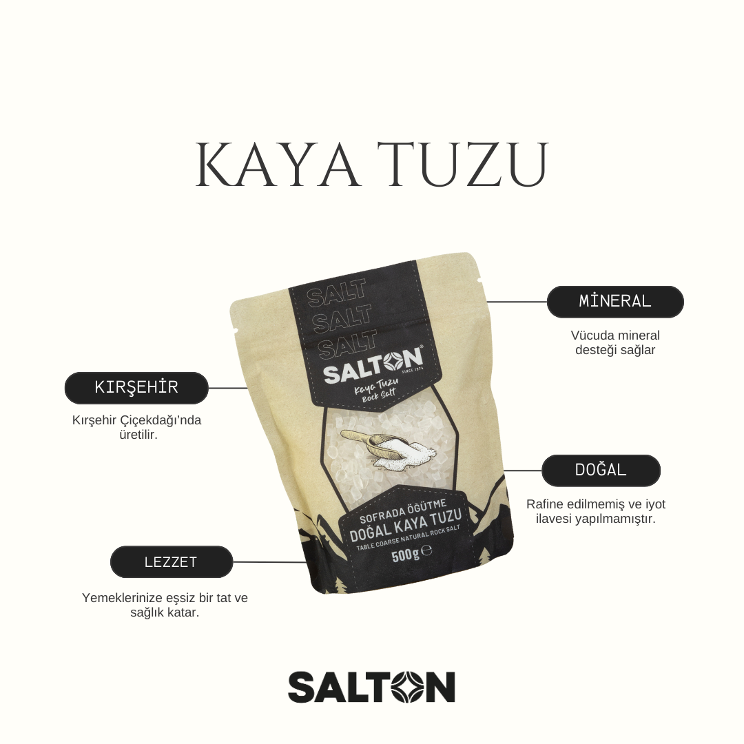 Doğal Kaya Tuzu Doypack 500gr Salton