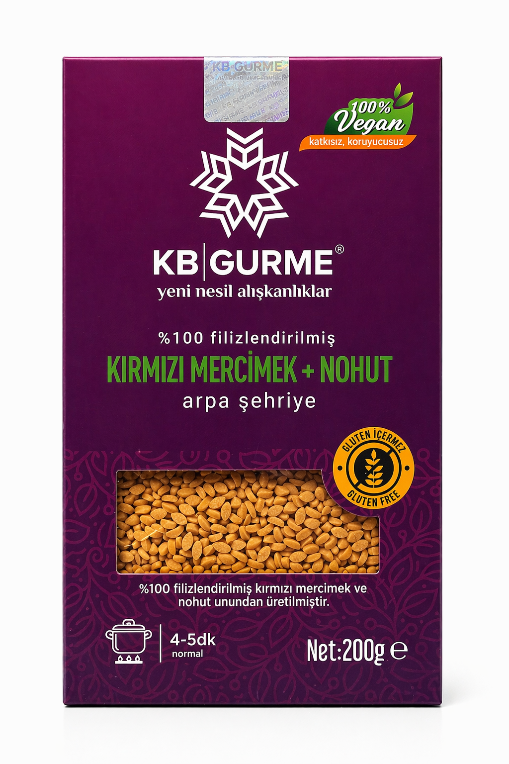 Glutensiz Filizlendirilmiş Kırmızı Mercimek + Nohut Arpa Şehriye 200 gr KB GURME