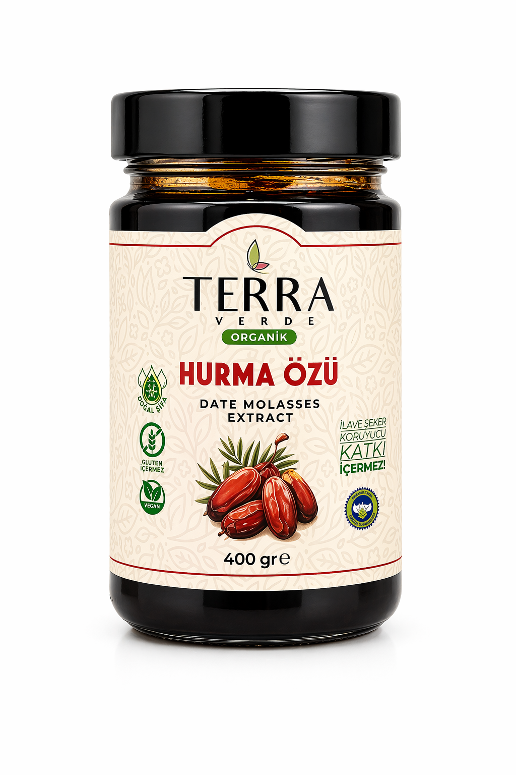 Glutensiz Hurma Ezmesi 400gr Soğuk Sıkım Terra Verde