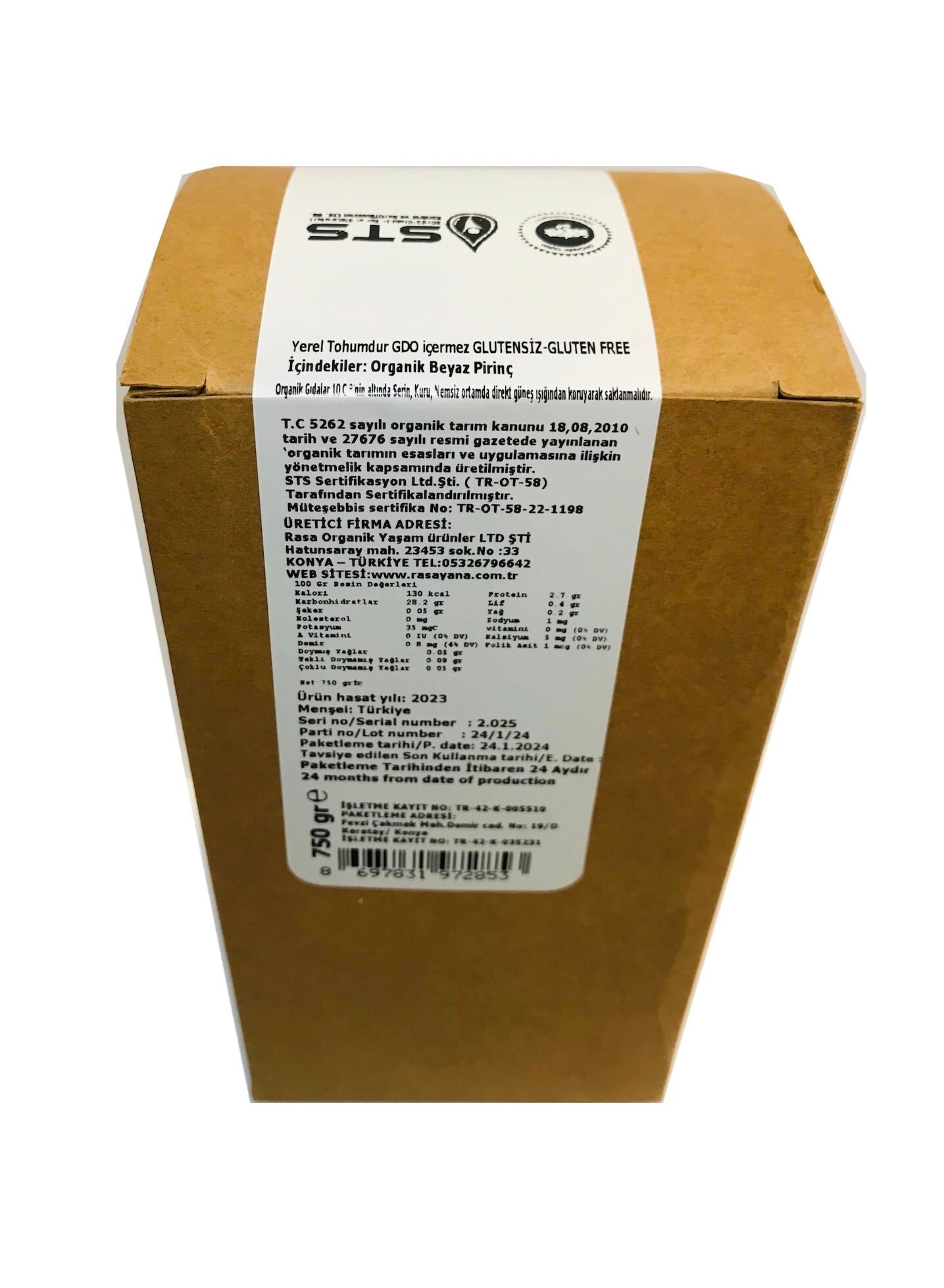 Glutensiz Organik Beyaz Pirinç 750gr Rasayana