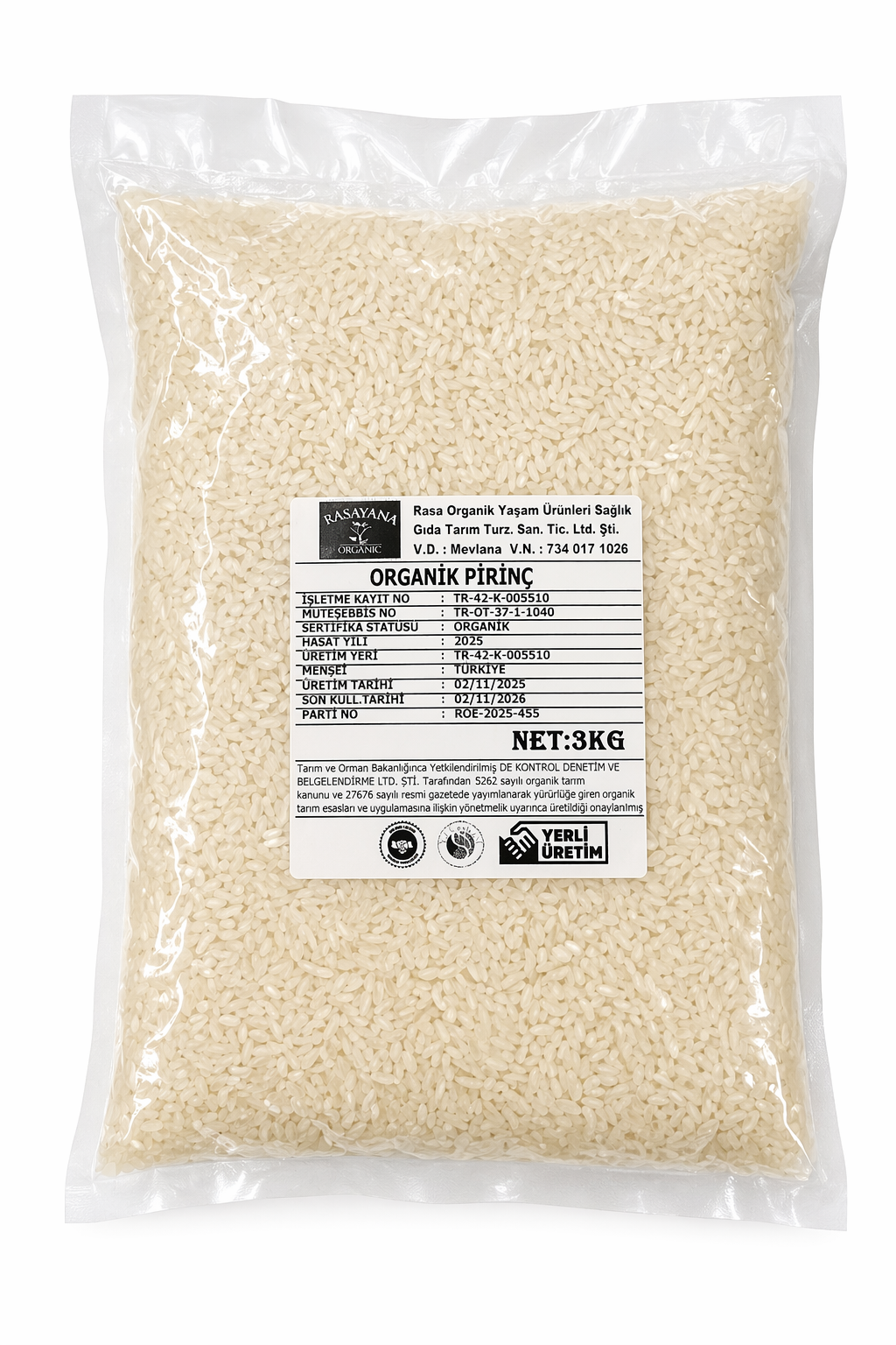 Organik Baldo Pirinç 3000gr Rasayana