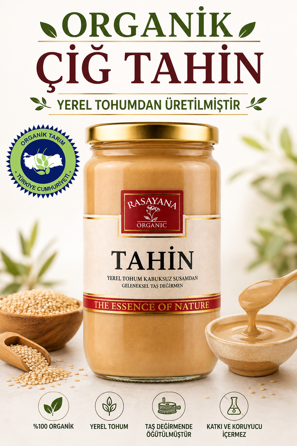 Organik Çiğ Tahin Kabuksuz 600gr Rasayana
