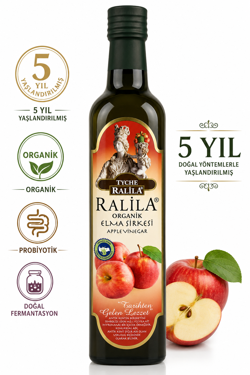 Organik Fermente Elma Sirkesi 500 Ml Ralila