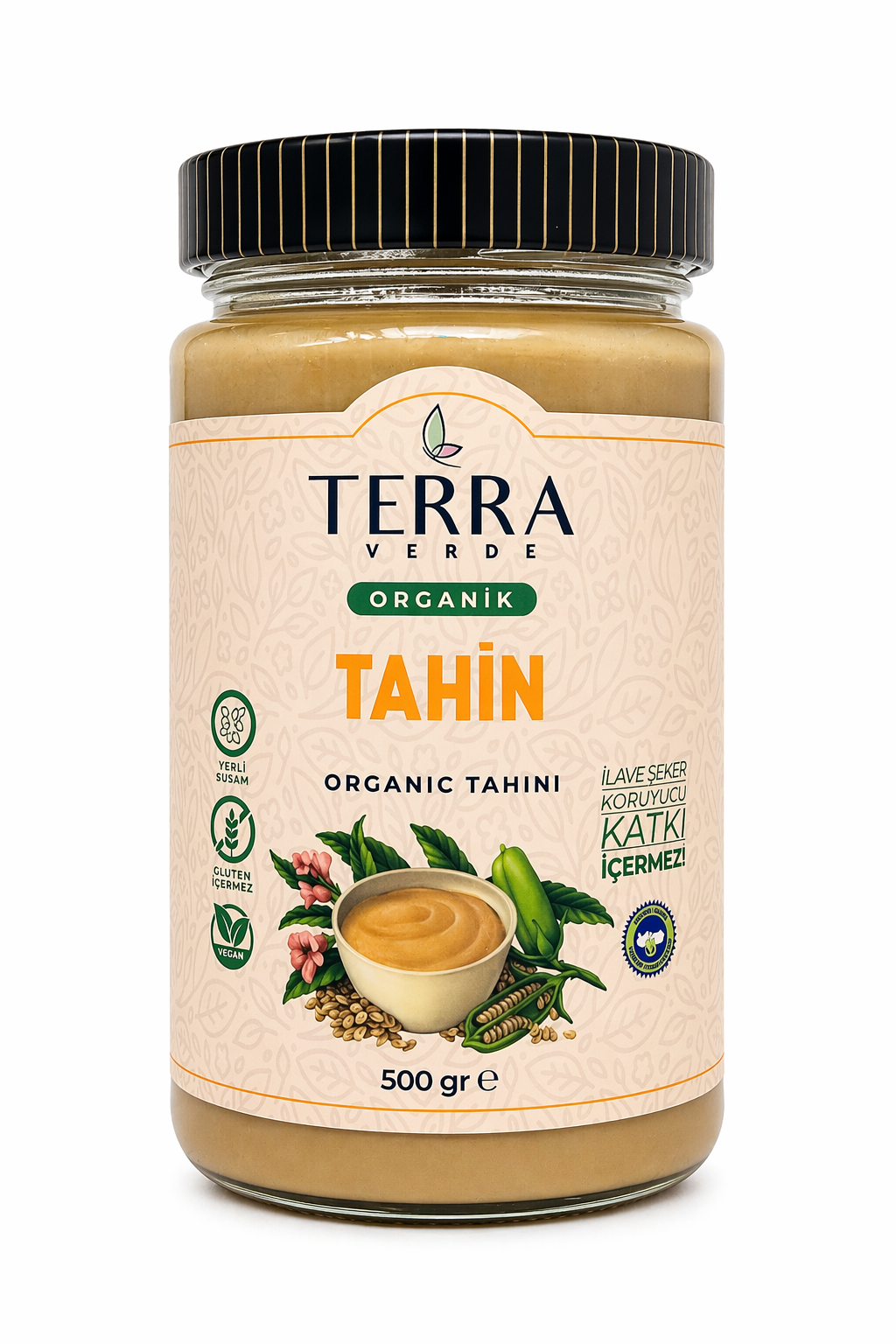 Organik Glutensiz Çiğ Tahin 500gr Terra Verde