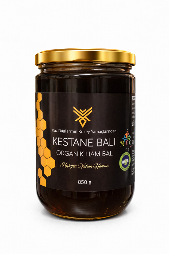 Organik Kestane Balı 850gr Kaz Dağları
