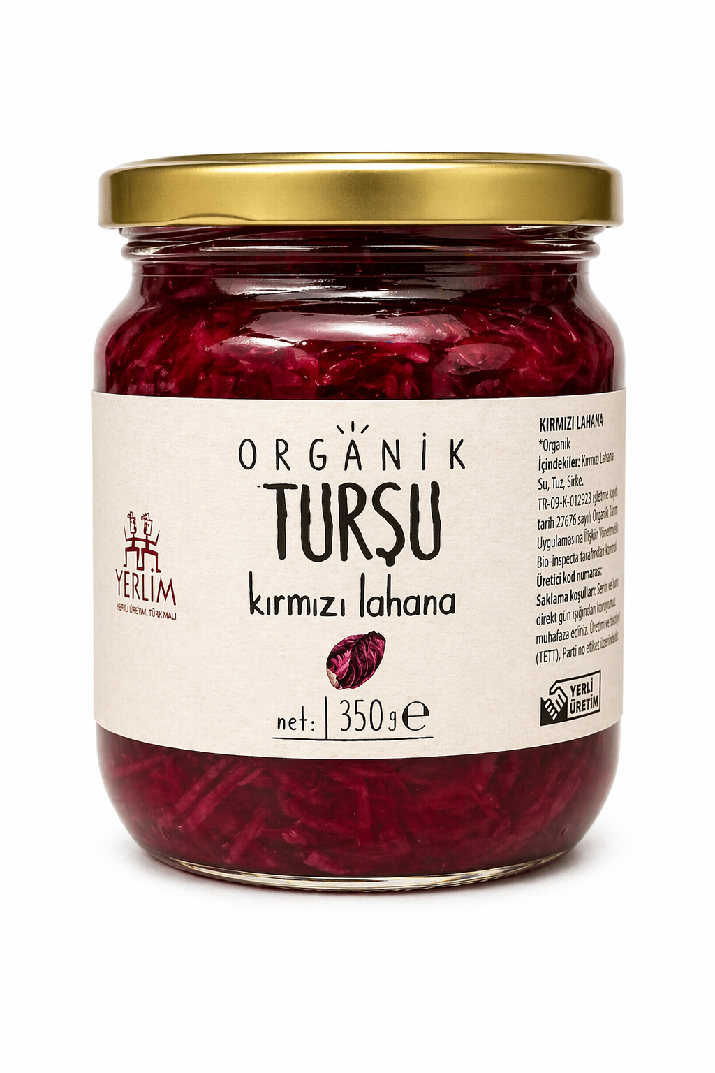 Organik Kırmızı Lahana Turşu 350gr Yerlim