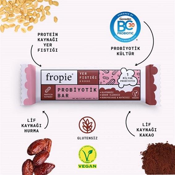 Yer Fıstığı & Kakao Probiyotik Bar 35 gr Fropie
