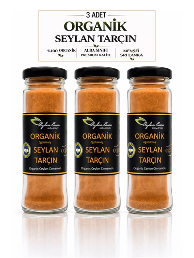 3 Adet Organik Seylan Toz Tarçın 40gr Ayhan Ercan (Seylon)