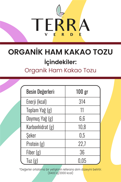 Organik Ham Kakao Tozu 2X140gr Terra Verde