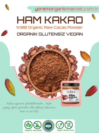 Organik Ham Kakao Tozu 2X140gr Terra Verde
