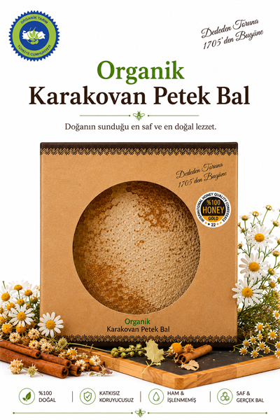 Organik Karakovan petek Bal 1200gr Şahbaz Çay Yörükçayır