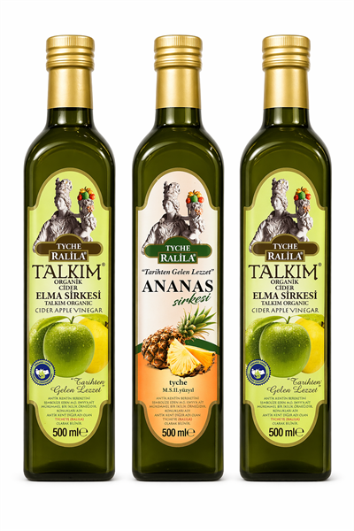 Organik Talkım Elma Sirkesi 500Ml 2 Adet + Ananas Sirkesi 500 Ml Ralila