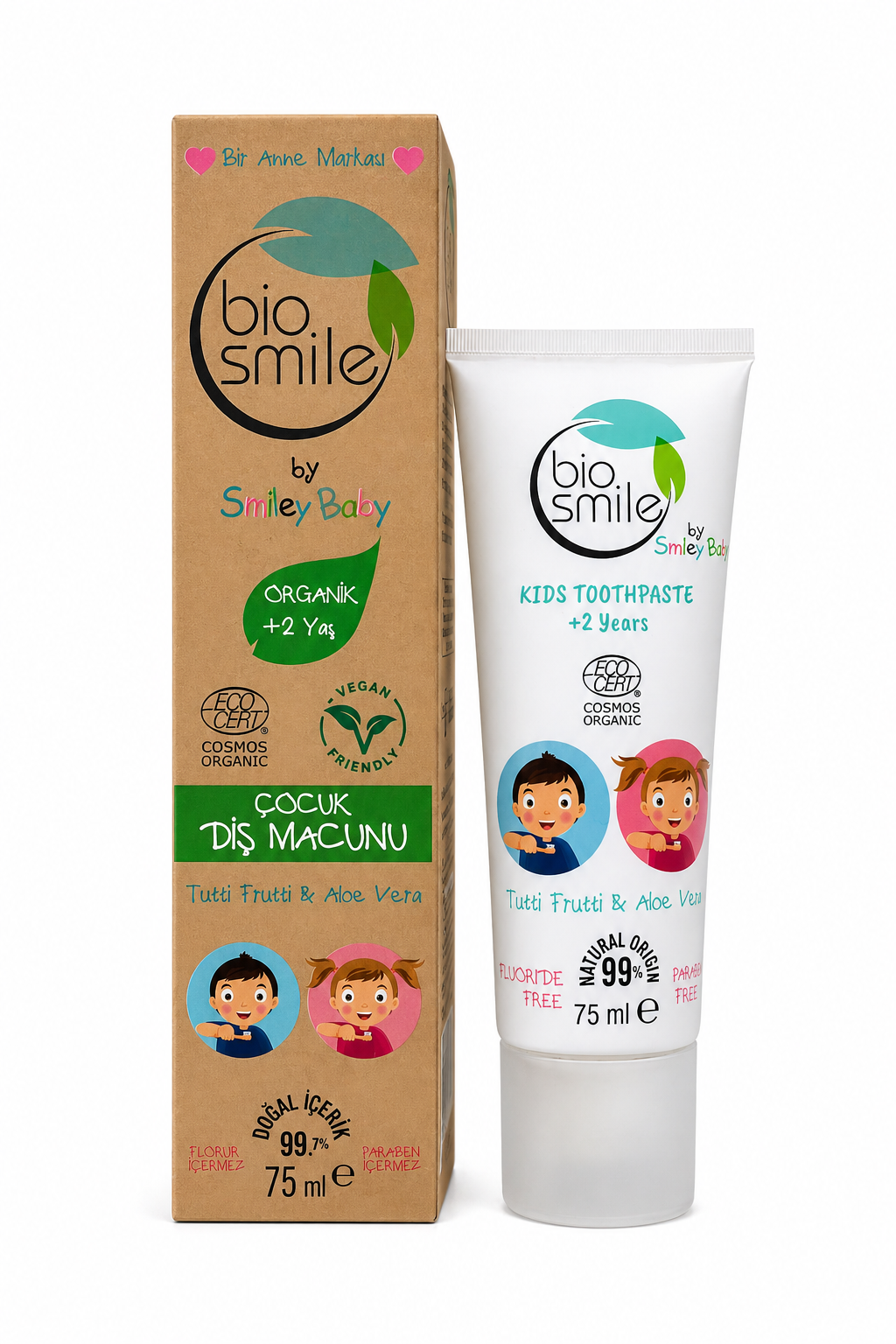 Bio Smile Organik Diş Macunu Tutti Frutti & Aloe Vera 2 Yaş 75Ml