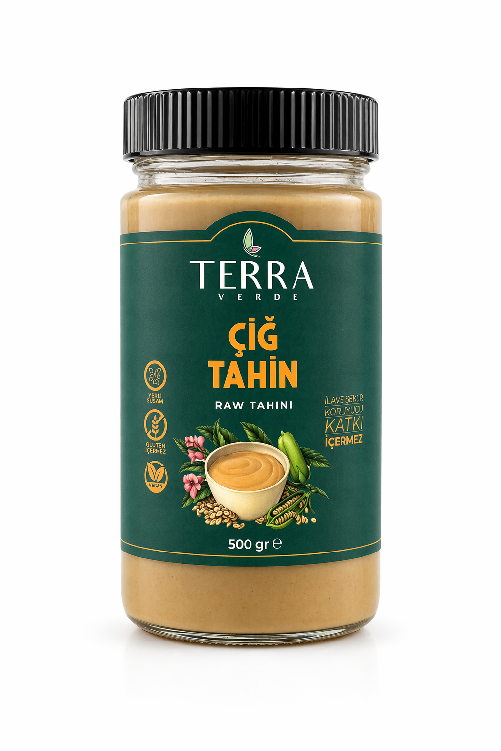 Glutensiz Çiğ Tahin 500gr Terra Verde