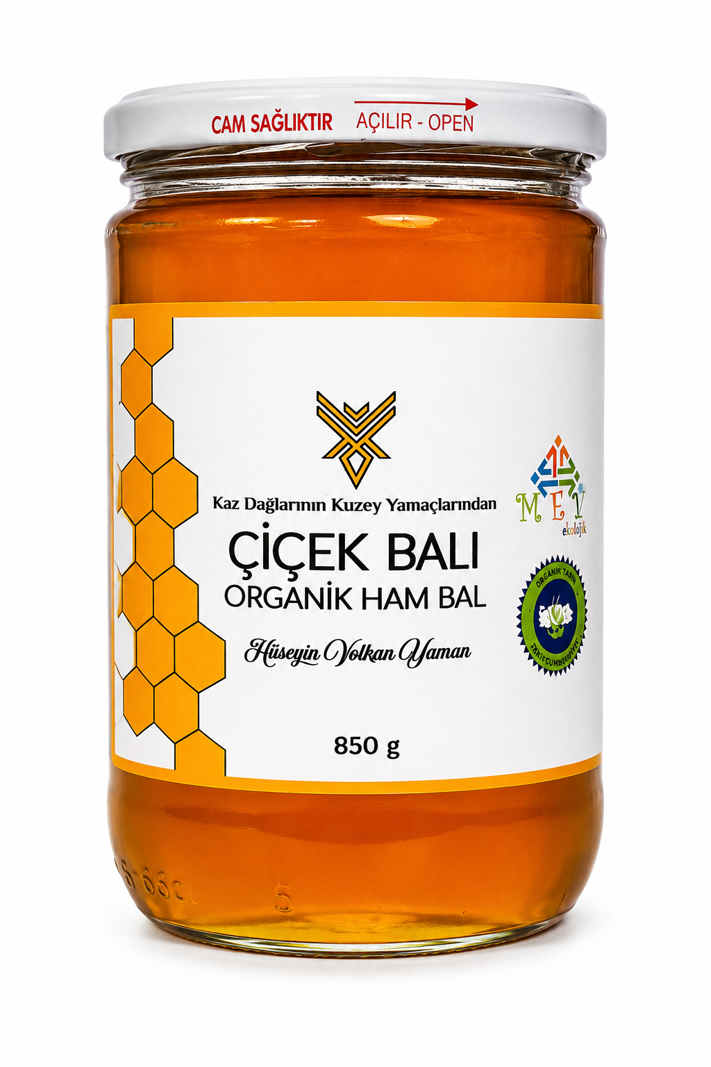 Organik Çiçek Balı Ham Bal 850gr Kaz Dağları