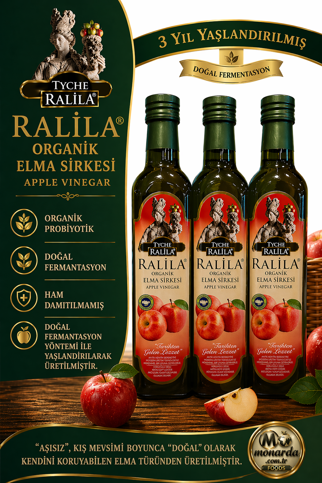 Organik Doğal Fermantasyon Elma Sirkesi 500 Ml Ralila