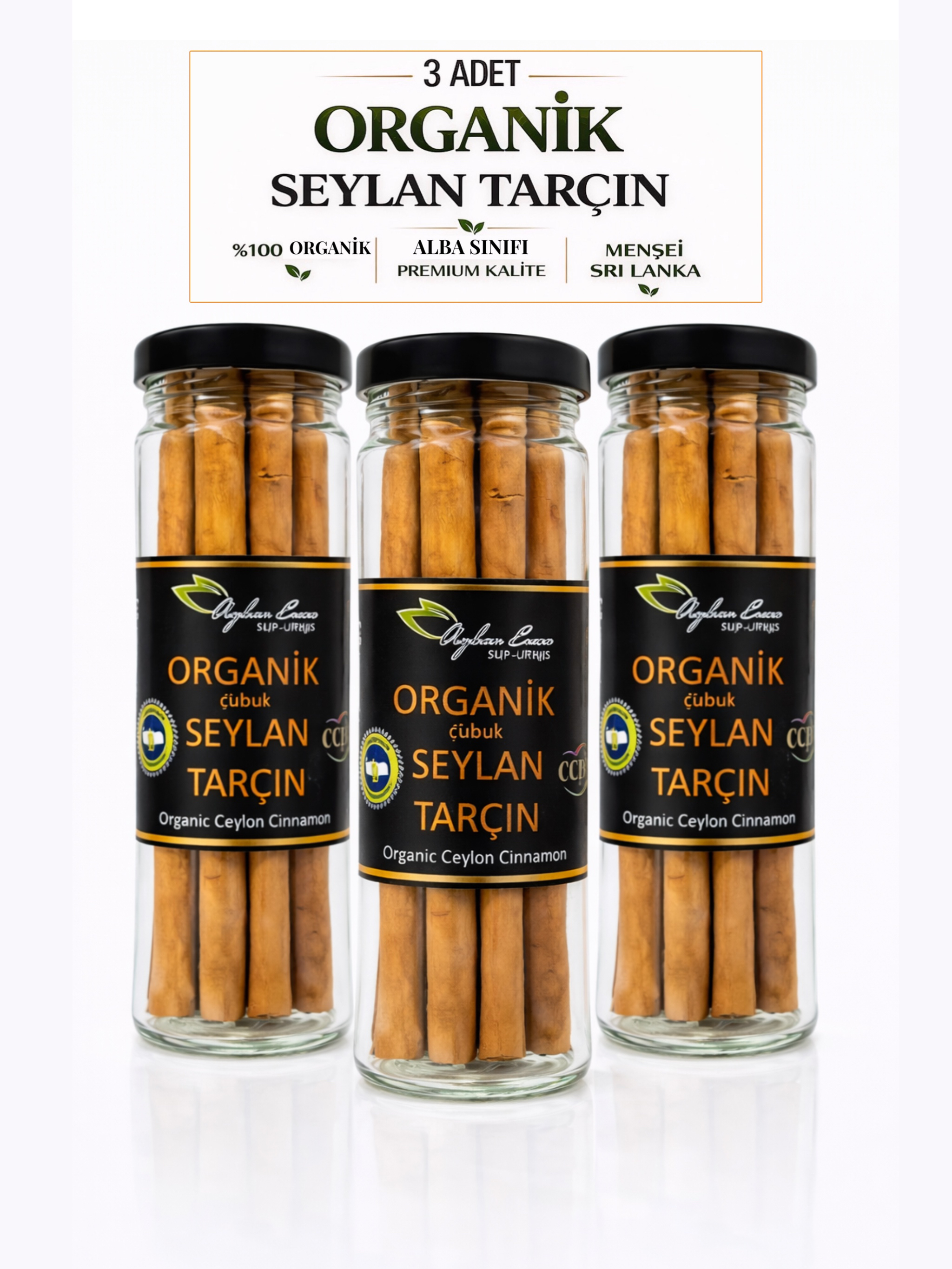 Organik Seylan Çubuk Tarçın 3X25gr Ayhan Ercan (Seylon)