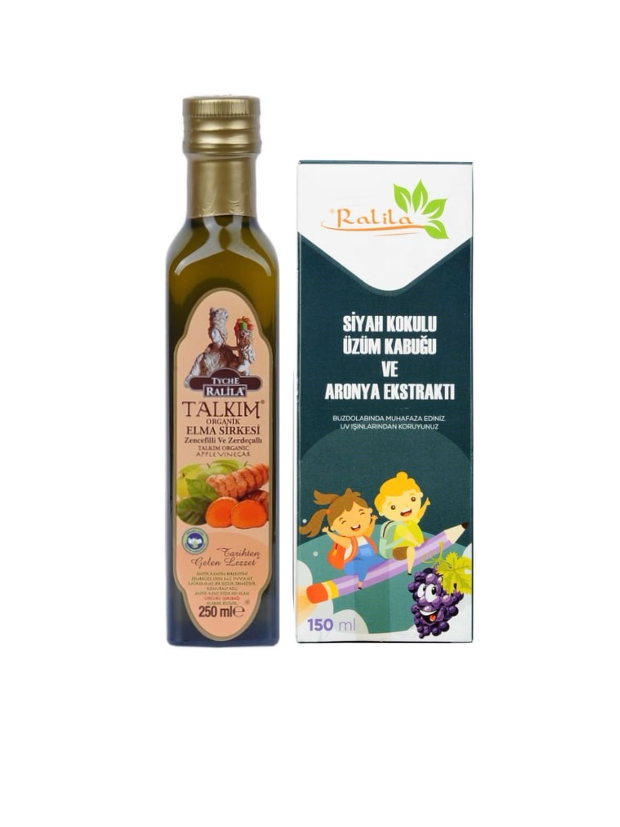 RALİLA Organik Talkım Zencefilli Ve Zerdeçallı Sirke Ve Quercetin Ilaveli Resveratrol Sağlık Kiti