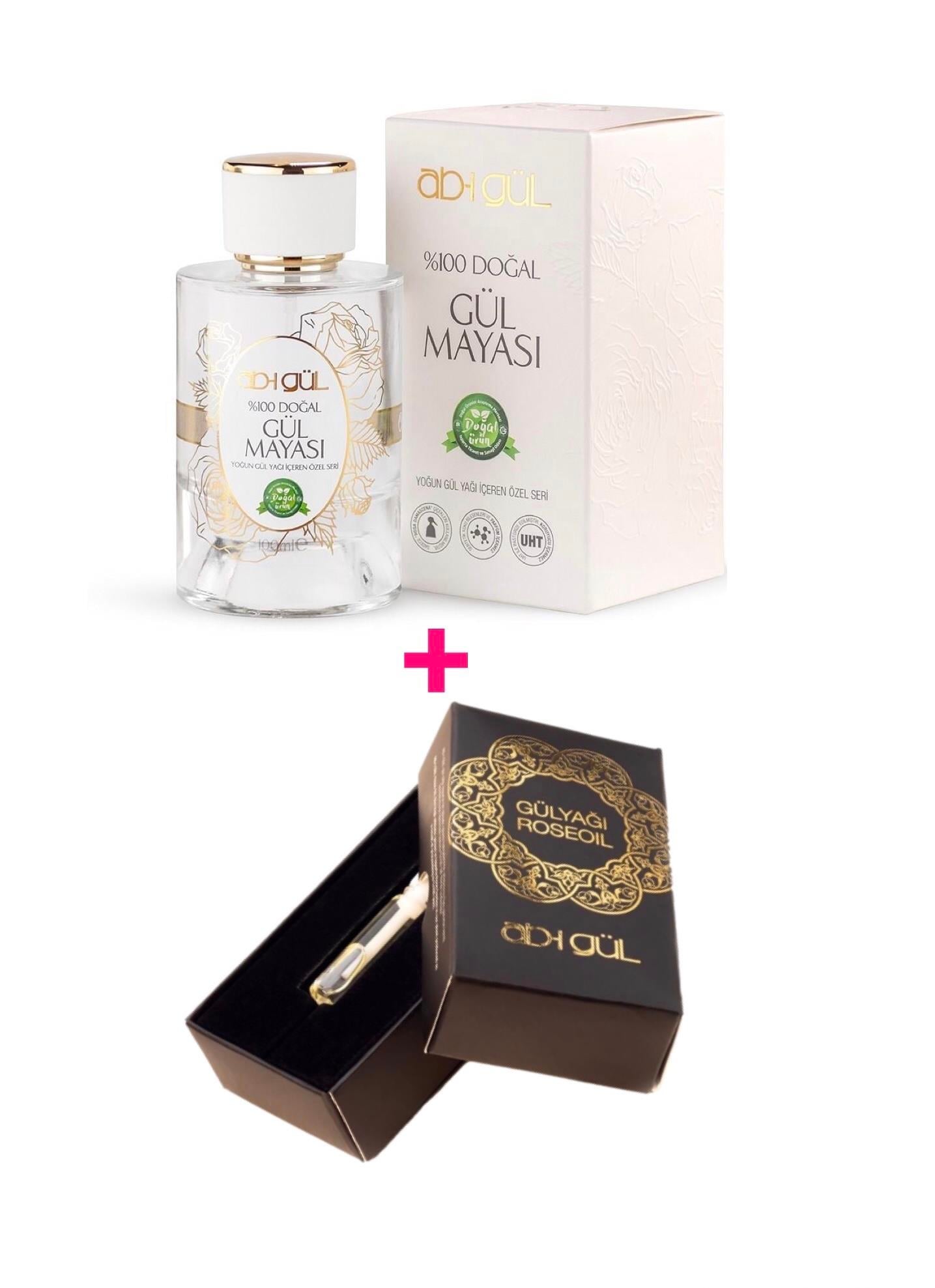 Saf Esansiyel Gül Yağı 1Ml + %100 Saf Gül Mayası 100Ml ab-ı gül
