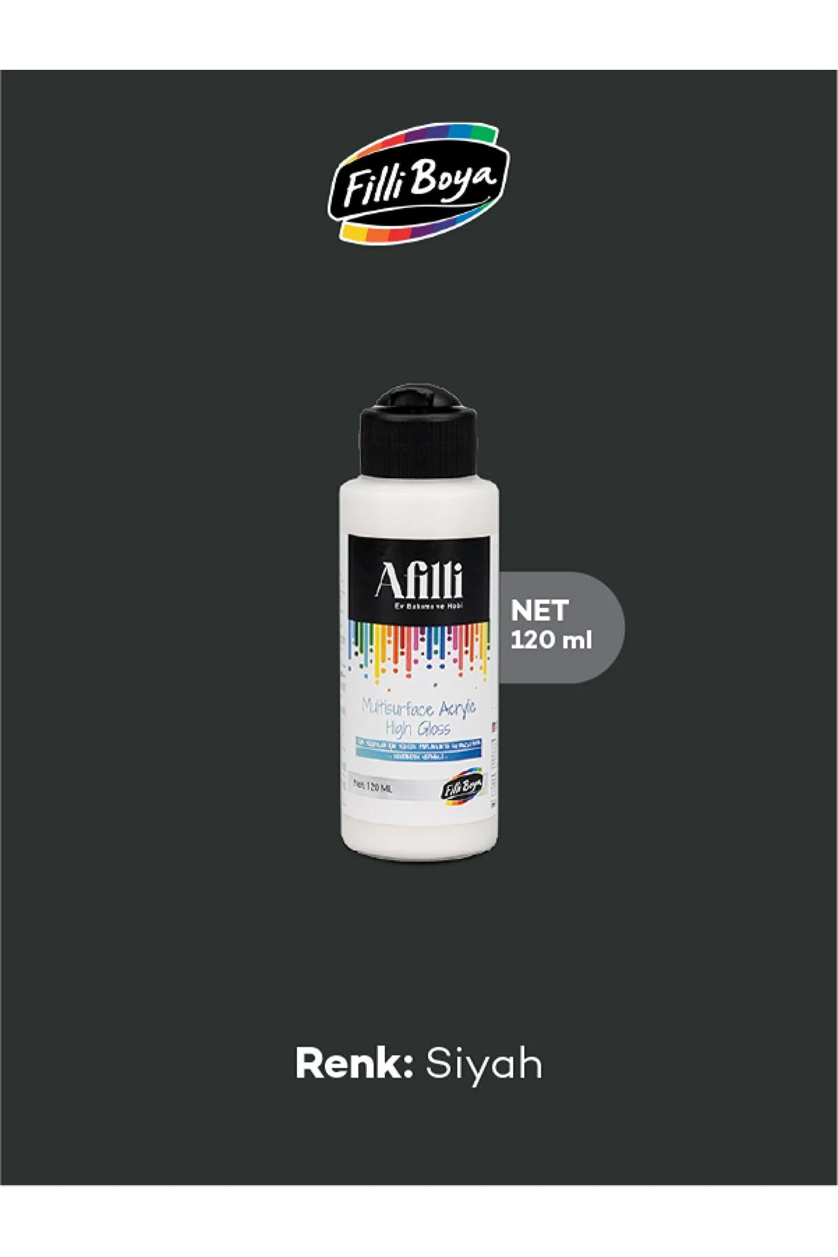 AFİLLİ MULTİSURFACE ACRYLİC SİLK 120ML SİYAH
