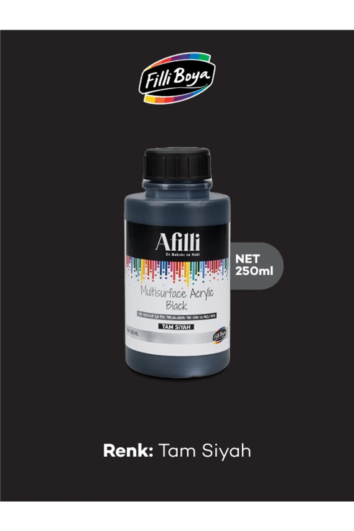 AFİLLİ MULTİSURFACE ACRYLİC SİLK 250ML SİYAH